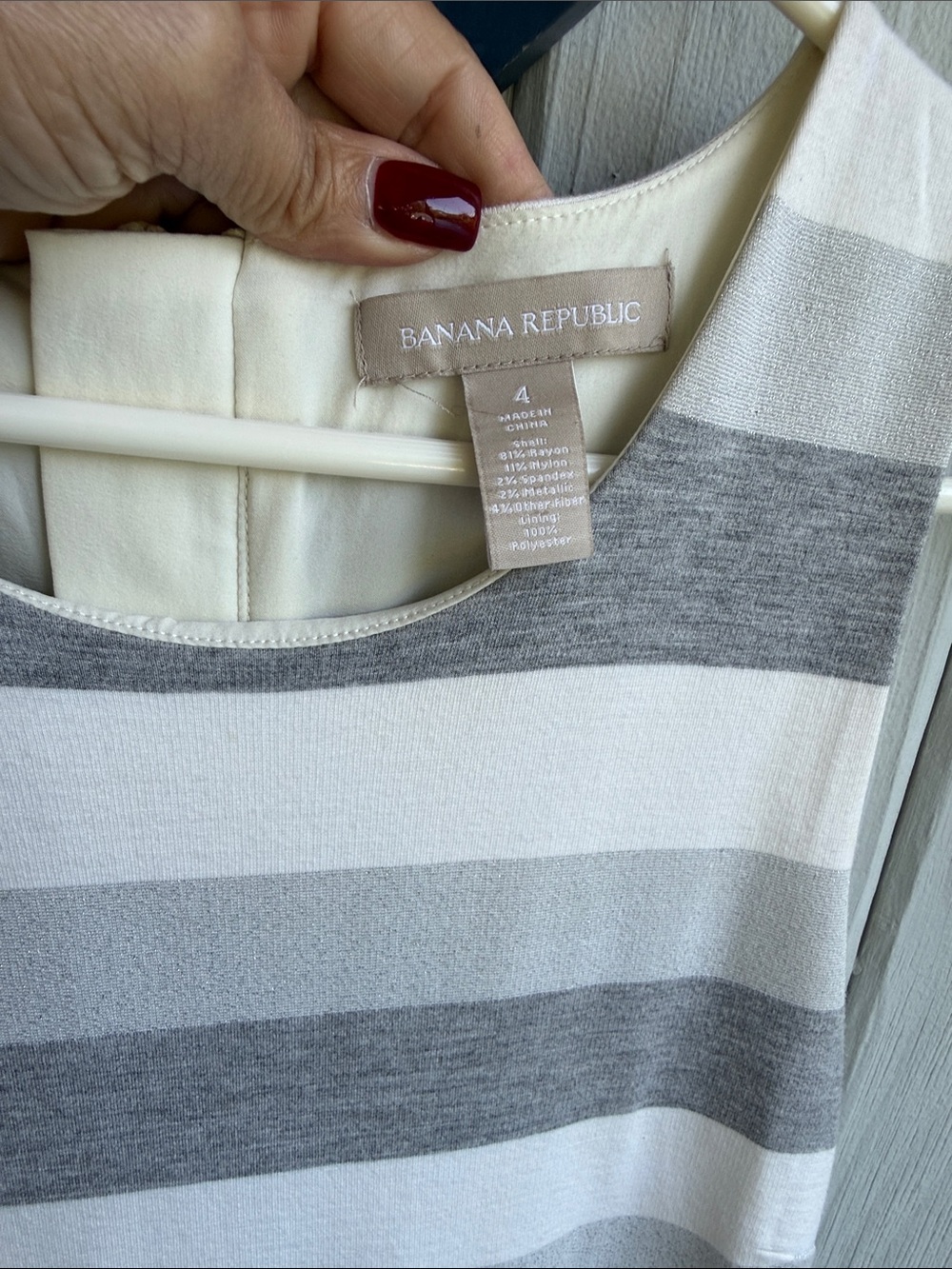 Banana Republic Gray and White Striped Sleeveless Shift Dress - Picture 3 of 4